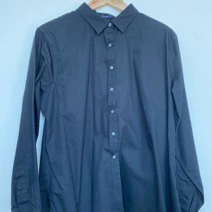 Lands' End No Iron Supima Black Button Down 16P
